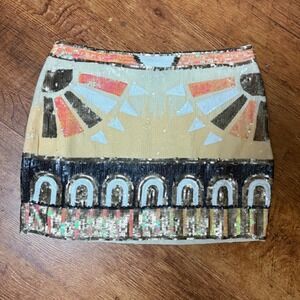 Aztec Tribal Sequin Beaded Mini Skirt